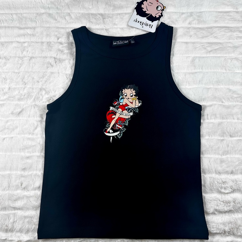 Betty Boop Tank Top Shirt Feisty And Bold Cartoon Retro 80s Pin-up Black Large